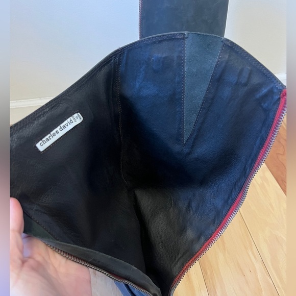 Charles David “Rowdy” Distressed Leather Riding Boots Black/Dark Gray Size 7 - Picture 12 of 15